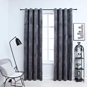 Juego de 2 piezas de cortinas opacas de terciopelo antracita de 54 "x 63" con anillos - Product Image 1