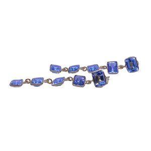 Bijoux de mariage en argent sterling 925 plaqué or, pierre précieuse topaze bleue, boucles d'oreilles pendantes pour femmes - Product Image 2