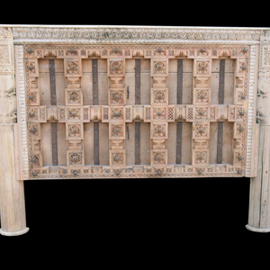 Haswani Handicrafts Durable Wooden <b>Door</b> Bed Headboard Hand Carved Antique <b>Rustic</b> Solid Wood Vintage <b>Door</b> Style Headboard - Product Image 1