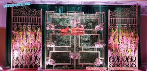 Cadre de portail floral en métal doré, décoration de cadre de portail en fer forgé pour la décoration de mariage, vente en gros de décoration de portail en métal pour mariage, États-Unis - Product Image 5