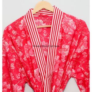 Bata de algodón puro con estampado indio, kimono de verano, pareo floral para playa, cómoda bata de maternidad, kimono de primavera, albornoz, regalo - Product Image 4