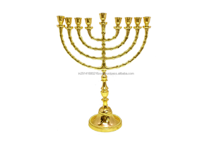 Support de bougie en métal gaufré à 9 bras, artisanal, écologique, résistant à la chaleur, décoration d'intérieur pour mariages, anniversaires, Noël - Product Image 3