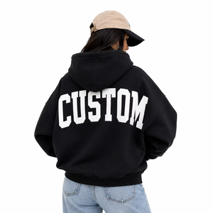 Fash Shipping Oversized Black Pullover Women's Hoodies With Graphic Print OEM Fabric Weight Cotton Varsity College Style USA - Product Image 2