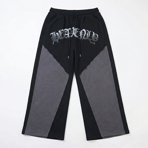Pantalon de survêtement large noir et gris |   Jogging personnalisés imprimés sur mesure |   Pantalon cargo streetwear surdimensionné |   Fabricant OEM personnalisé - Product Image 1
