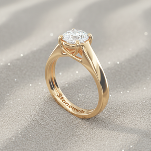 แหวนหมั้นเพชรเม็ดเดี่ยวทรงบาง Stonewels ทองคำแท้ เพชรเพาะเลี้ยงในห้องปฏิบัติการ ตัวเรือนแบบหนามเตย สำหรับงานแต่งงานสุดหรูที่ได้รับการรับรอง เหมาะสำหรับทั้งชายและหญิง - Product Image 3