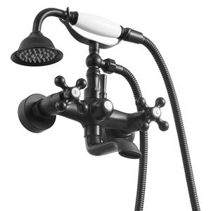 Rubinetto a Parete per Vasca con Piedini a Artiglio e Doccetta - Kit di Riempimento per Vasca da Bagno Nero Opaco Vintage - Product Image 1