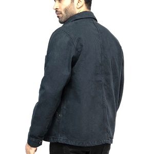 Veste chemise en toile pour homme, décontractée, col rabattu, simple boutonnage, coupe ajustée, couleur unie, vêtement d'extérieur pour l'automne - Product Image 2