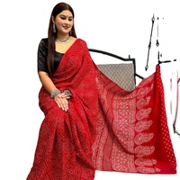 Sari en soie avec bordure imprimée numérique Ajrakh et collection de palau riche avec blouse contrastée pour femmes
