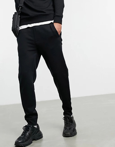 Sweat-shirt à col rond en coton noir pour homme avec poches latérales Coupe classique Vêtement décontracté pour l'automne Manches longues Couleur unie - Product Image 3