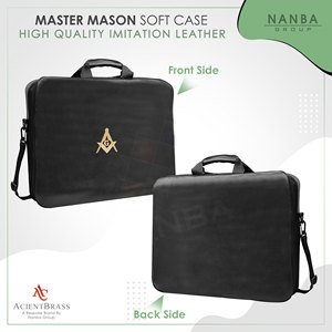 MM Luxury Zipper Soft Case Cordura Masonic <b>Apron</b> (G) Square Compass Emblem Gold Embroidery Lightweight <b>Black</b> - Product Image 2