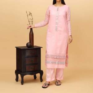 Traje de algodón de papel adornado de 2 piezas para mujer PS4372 Pantalones elegantes y elegantes - Product Image 3