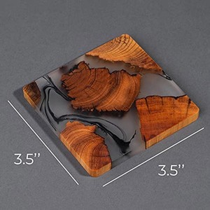 Posavasos de Madera de Cedro Hechos a Mano de Primera Calidad con Incrustaciones de Resina - Venta al por Mayor - Product Image 4