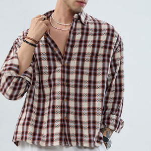 Men's Plaid Flannel <b>Shirt</b> Long <b>Sleeve</b> Casual Checkered Button Down Turn-down Collar Breathable Cotton Autumn Wear - Product Image 5
