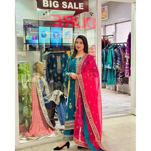 Salwar Kameez de Rayón de Diseño LC - Top y Pantalón con Dupatta en Color Rama, Talla Única para Fiestas - Product Image 4