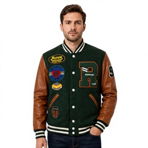 Blouson Bomber Homme en Cuir Véritable Style Universitaire avec Lettres Brodées – Vêtement d'extérieur Premium Coupe-Vent Chauffant – Vente en Gros - Product Image 1