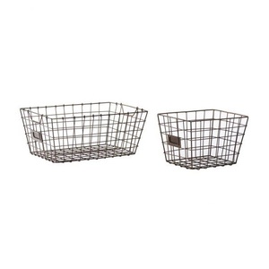 Stylish Metal <b>Wire</b> Storage <b>Baskets</b> Rectangle Rustic Style with Handles Stackable Multi Purpose Neatening Organizational <b>Basket</b> - Product Image 5