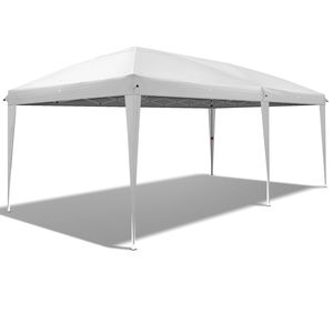 10x20 White Instant Pop-Up Canopy <b>Tent</b> with 28/22mm Powder Coated Steel <b>Frame</b> & 210D Oxford No Sidewalls Design - Product Image 5