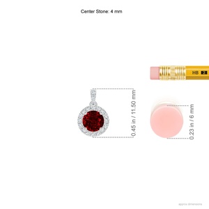 14K <b>Solid</b> <b>Gold</b> Round Cut 0.24Ctw Ruby Gemstone Dangle <b>Pendant</b> with 0.08Ctw Diamond Halo High Quality <b>Pendant</b> Link Chain Necklace - Product Image 3