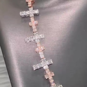 Moissanite Stones Prong Cuban Link Chain Necklace Solid 925 Sterling Silver with Rhodium Finish Passes Diamond Tester - Product Image 5