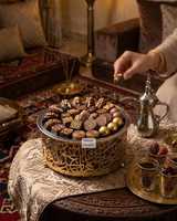 Plateau de service de luxe en chocolat pour la décoration de la maison, design Ramadan, finition polie, qualité supérieure, nouveauté 2026