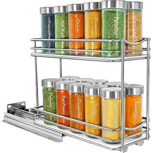 Organizzatore scorrevole cromato per spezie da 4-3/8 pollici, organizer estraibile per cassetti di mobili da cucina - Product Image 5