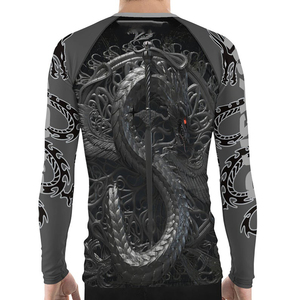 Men's Long Sleeve MMA Rash Guard Compression Shirt <b>Dragon</b> Print Fitted Moisture Wicking Mixed Martial Arts Wear - Product Image 4