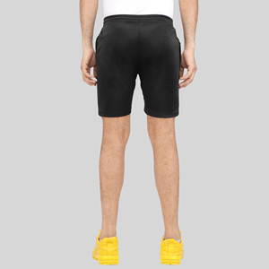 Black Solid Quick Dry Men's Gym Shorts Mid Waist Elastic Waist <b>Athletic</b> Training Shorts with Side Pocket Polyester/Cotton - Product Image 2