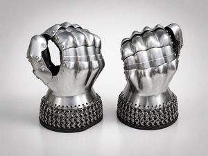 Gants de chevalier médiévaux en acier argenté, armure de bras de style antique, objet de collection, artisanat d'art, poli double face - Product Image 4
