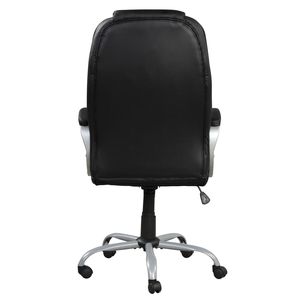 Sedia da Ufficio Girevole in Ecopelle Nera/Cromata con Braccioli Imbottiti, Altezza Regolabile per Lavoro al Computer - Product Image 4