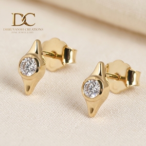 Boucles d'oreilles en or massif 10 carats avec diamant de laboratoire certifié IGI, taille brillant rond, nouvelle arrivée, bijoux pour femme, fiançailles, mariage - Product Image 2