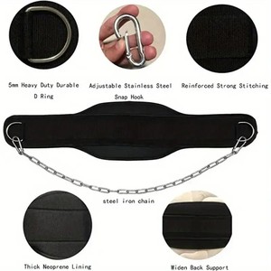 Custom Logo Heavy Duty Neoprene Mesh Dipping <b>Belt</b> with Steel Chain for Weightlifting & Strength Training - Product Image 3