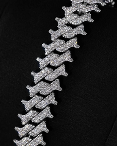 Bracelet de luxe en argent 925 avec maillons en os de poisson sertis de diamants Moissanite, bijou tendance Hip Hop pour hommes et femmes, style streetwear - Product Image 3