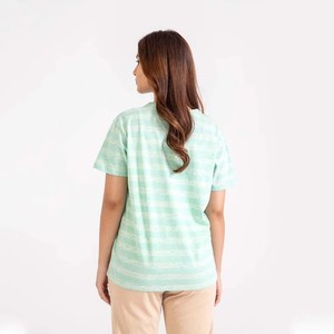 <b>Women's</b> Striped Cotton T-Shirt Crew Neck Short Sleeve Loose Fit Casual Summer Top Breathable Knitted Fabric - Product Image 2