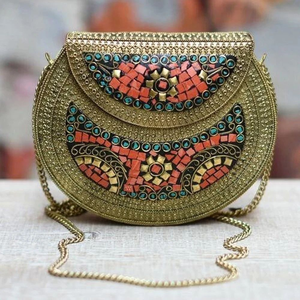 2026 Sculptural Metal Mosaic Beading <b>Clutch</b> Luxury Elongated Evening Beach Bag Chain Strap Handmade Eco-friendly Durable Premium - Product Image 1