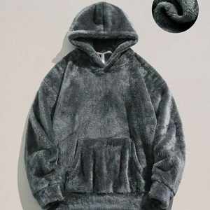 Sudadera con capucha para hombre, extragrande, de algodón grueso, con hombros caídos, bordado desgastado, estampado, estilo urbano. - Product Image 1