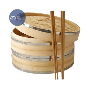 HIGH QUALITY Sustainable Eco Friendly Bamboo Steamer Glass Embedded Cover Supply - Product Image 1