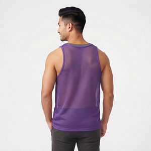 Débardeur en maille transparente pour homme, léger, 100 % polyester, séchage rapide, débardeur transparent, débardeur sans manches en maille transparente pour homme - Product Image 3