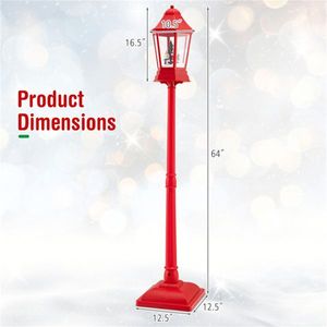 Farola Navideña Roja de 64 Pulgadas con Escena de Santa Claus/Muñeco de Nieve/Árbol, 60 LED Blancos Cálidos, 8 Melodías y 2 Modos - Soporte/Mesa 12.5 1\” - Product Image 4