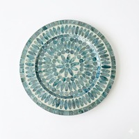 Assiette de présentation écologique en nacre, faite à la main, mosaïque MOP solide, plateau décoratif, vente en gros, coquillage irisé, personnalisable