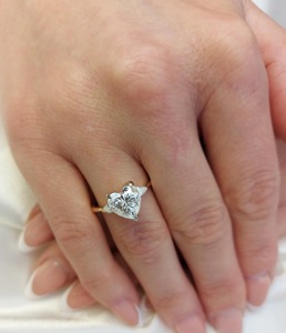 2.5 Carat Heart Moissanite engagement <b>ring</b>, vintage unique yellow <b>gold</b> engagement <b>ring</b> women Pear Cut diamond wedding Bridal Pro - Product Image 4