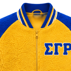 เสื้อแจ็คเก็ตบอมเบอร์เชอร์ปาแบบกลับด้านได้ Sigma Gamma Rho สำหรับผู้หญิง เสื้อแจ็คเก็ตขนแกะอุ่นสบายแบบสองด้าน เสื้อแจ็คเก็ตสตรีนักศึกษา สำหรับใส่ลำลองในฤดูหนาว - Product Image 3
