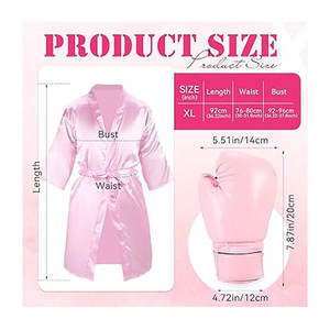 Conjunto de 2 piezas de disfraz de boxeo para Halloween, con diseño de concienciación sobre el cáncer de mama, talla XL, bata de boxeo y guantes de satén rosa para adultos, conjunto de boxeadora para mujer - Product Image 2