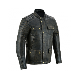 Chaqueta de Motociclista de Cuero Negra para Hombre, Manga Larga, Resistente al Viento, para Todas las Estaciones, Estilo Racing - Product Image 2