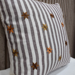 Embroidered Floral Striped 100% Pure Linen Cushion Cover Decorative <b>Throw</b> Pillow Cover Home Sofa Cushion Wholesale Manufacturer - Product Image 3