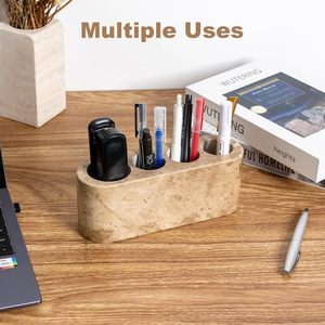 Holder for Bathrooms, 4-Slots <b>Marble</b> Toothbrush and Toothpaste Holder <b>Stand</b> Bathroom Organizer Countertop for Toothbrush - Product Image 2