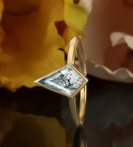 Anillo de compromiso vintage de plata de ley con engaste de ágata musgosa en forma de cometa, anillo de promesa nupcial único hecho a mano para fiesta de bodas - Product Image 4