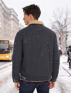 Mens Button Front <b>Jacket</b> Faux Shearling Collar Casual <b>Winter</b> Style - Product Image 4