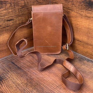 ใหม่กระเป๋าใส่โทรศัพท์หนังแท้สีน้ำตาลสำหรับผู้ชายและผู้หญิงสไตล์วินเทจกระเป๋าหนังวัวสะพายข้างขนาดเล็ก - Product Image 5