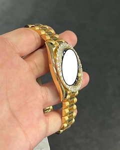 Reloj de lujo para hombre de oro amarillo, caja redonda de 36mm, cristal de zafiro, movimiento de cuarzo analógico, cierre plegable, bisel de diamantes - Product Image 2