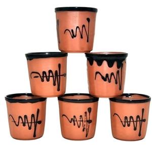 Ensemble de 6 verres en terre cuite émaillée résistants à la chaleur, fabriqués à la main, style classique - Product Image 1